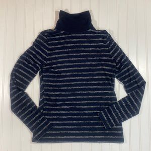 Rag & Bone Mock Neck Sweater, Stripes, Long Sleeves, Size Large, Blue & Gray